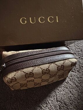 Gucci Brown & Beige Monogram Toiletry Pouch